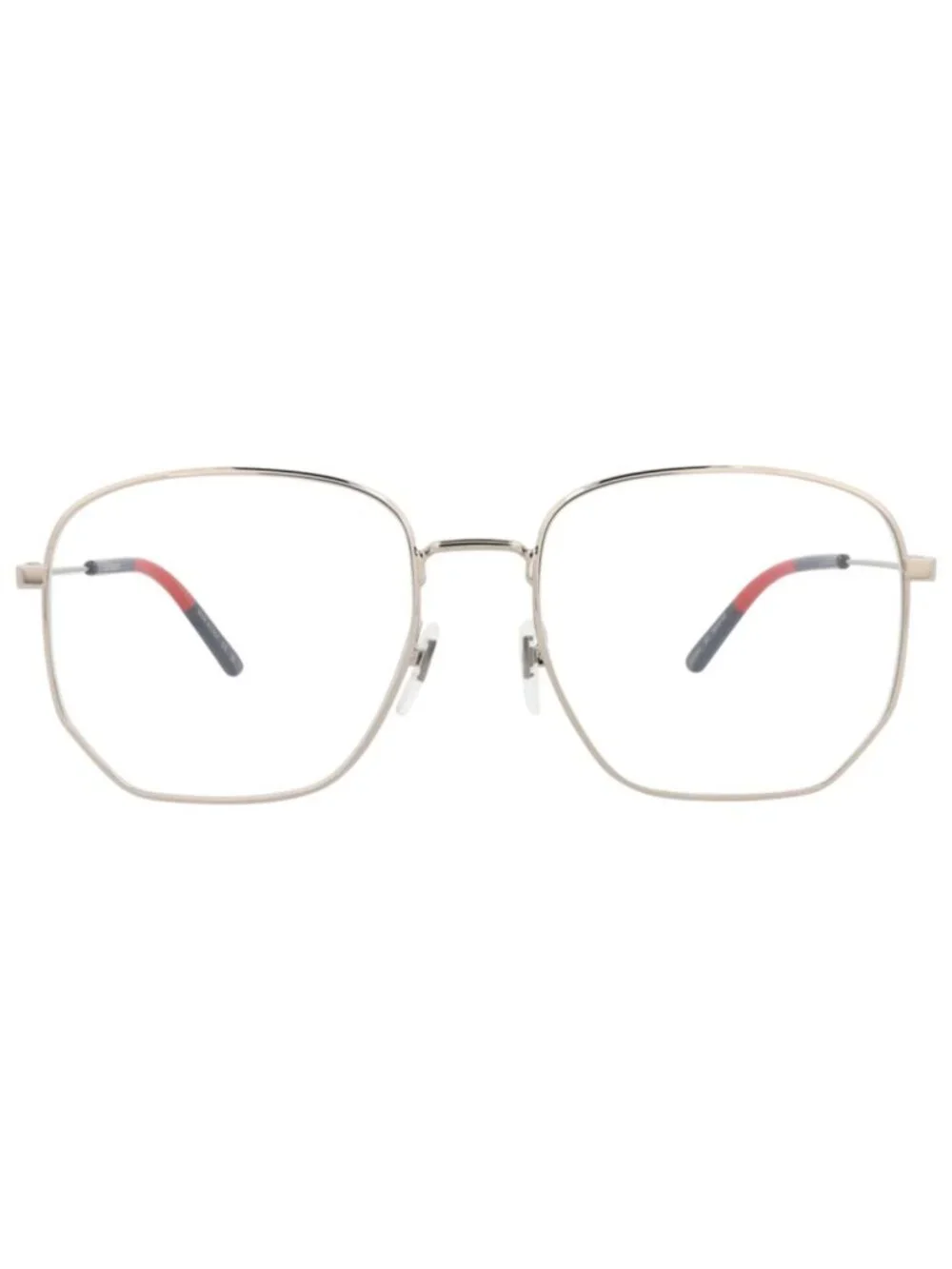 New Gucci Women's Eyeglasses Square Rectangle Metal Frame Gold Gold Transparent